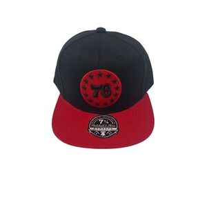 Mitchell & Ness 76ers Fitted Hat 7 3/8 Black Red NBA Cap